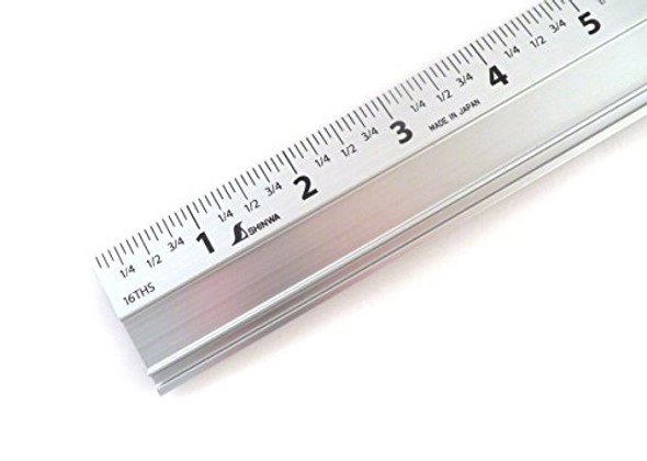 Shinwa 12" Extruded Aluminum Cutting Rule Ruler Gauge With Non Slip Rubber Backing 33279