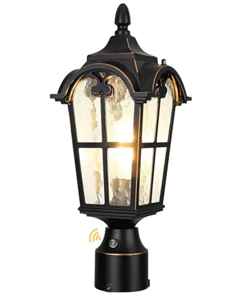 Slypadan Dusk To Dawn Outdoor Post Lightsblack Waterproof Lamp Post Light Fixture Aluminum Lamp Posts Outdoor Lighting Pole Lantern For Outside Yard Patio Pathway Garden Deck Hard Wired