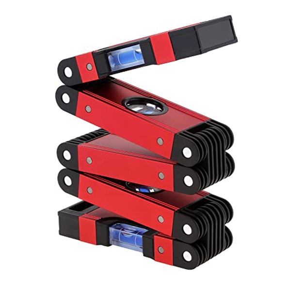 Smgda Multi-Function Foldable Level 28'' Multi-Angle Measurement Woodworking Tools5 Sections With 4 Levels Bubbles 45°/90°/180° Precise Leveling In Any Position Magnetic Level For Pipesstairscorners