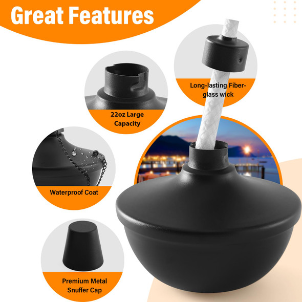 Snogswog 4 Pack Metal Table Top Torches 22Oz Citronella Torches For Outside Refillable Flame Light Torch Decorative Tabletop Lantern