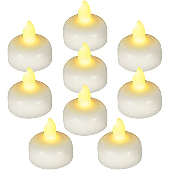 Songzhihao Singtok 24 Pcs Flameless Floating Tealights Waterproof Candles Warm White Battery Operated Outdoor Flickering Led Tea Lights Votive Candles Bulk Wedding Centerpiece Vase Pond Halloween Decorations