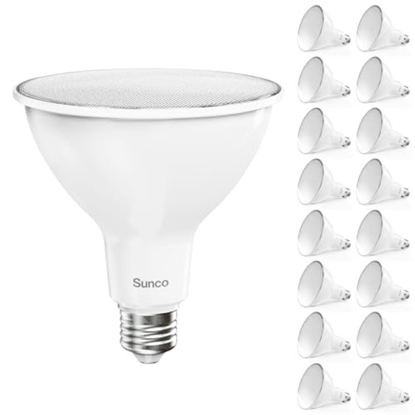 Sunco Lighting16 Pack Outdoor Led Flood Home Residential Patio Driveway Light Waterproof Par38 Led Bulb Cri90 5000K Daylight Dimmable 100W Equivalent 13W Exterior Wet-Rated 1050 Lumens E26 Base - Ul