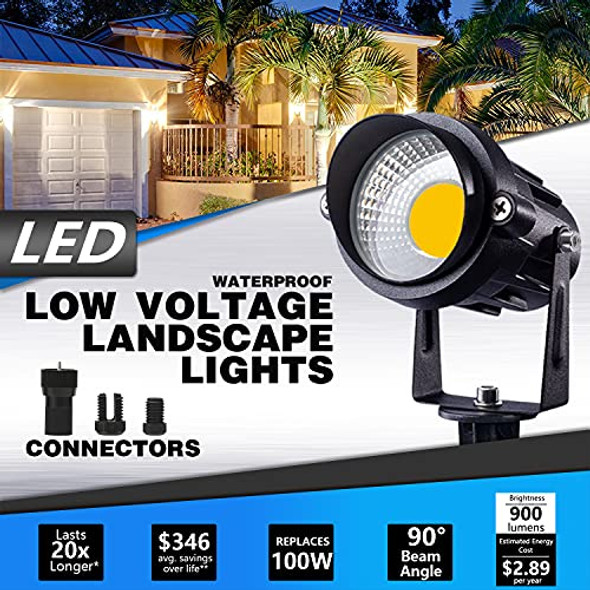 Sunvie 12W Low Voltage Landscape Lighting Landscaping Lights With Connectors Outdoor Led Landscape Light 3000K Waterproof Tree Flag Lights Low Voltage Lighting With Stand For Garden Yard Path 16 Pack