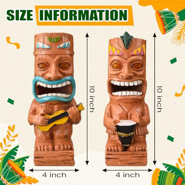 Suzile 2 Pcs Solar Tiki Statues For Outdoor Decor 9.84 Inch Tiki Bar Decorations Statues With Flickering Eyes Led Light Solar Sculpture Decor For Bar Lawn Yard Garden S