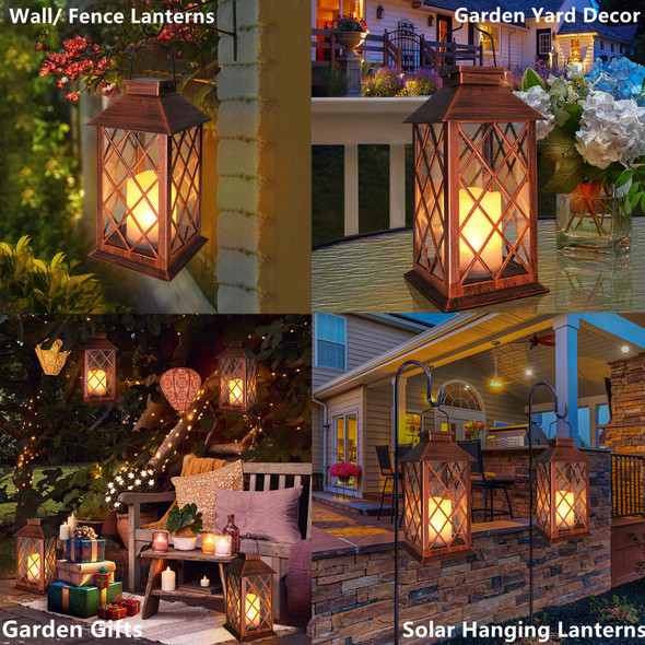 Take Me [2 Pack] Take Me 14" Solar Lantern Outdoor Garden Hanging Lantern Waterproof Led Flickering Flameless Candle Mission Lights For Tableoutdoor，Mothers Day S Mom Wife