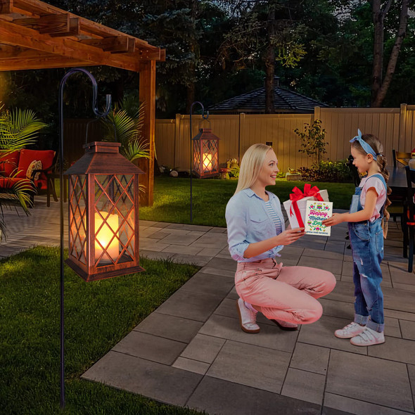 Take Me [2 Pack] Take Me 14" Solar Lantern Outdoor Garden Hanging Lantern Waterproof Led Flickering Flameless Candle Mission Lights For Tableoutdoor，Mothers Day S Mom Wife