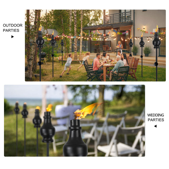 Tewei Tewei 6 Pack Metal Citronella Torches Outdoor 60 Inch Garden Torches For Outside D Metal Torch For Yard Black Tabletop Torch Decorative Light For Backyard Pathway Patio Party