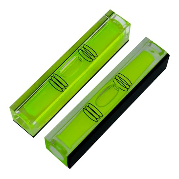 The Yan He 2Pcs High-Precision Leveling Bubble Extended Three Line Horizontal Bubble Water Level Gauge For Household Use Capable Of 180 Degrees In Place Turning 80X15X15Mm (Green（Nonmagnetic）)