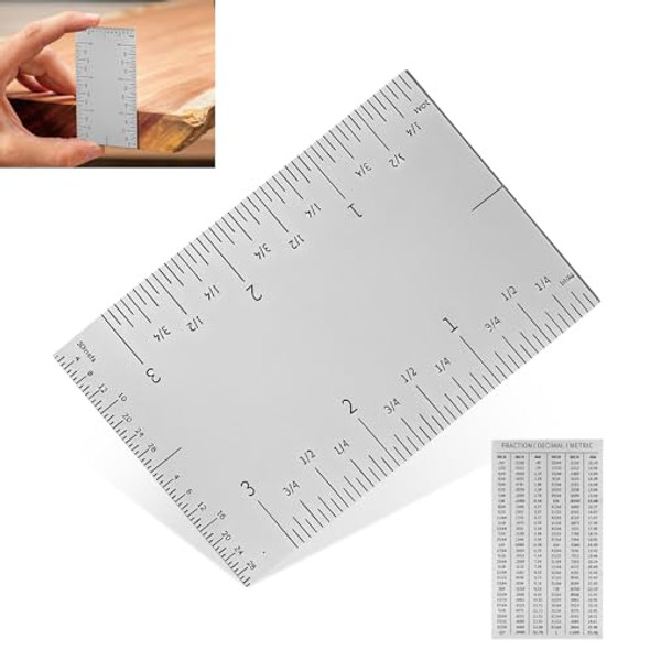 Tittees 3'' Pocket Rule Tool Durable Stainless Square Edged Precision Ruler Versatile & Matte Finish Woodworking Rulers W/Graduations On All Four Edges For Easy Readability Easy-To-Use Marking Tool