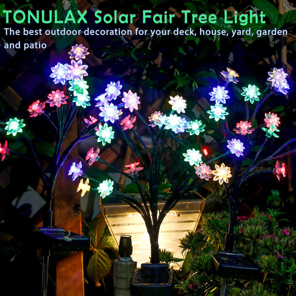 Tonulax Solar Garden Lights - D Landscape Tree Lights With Larger Solar Capacity Decorative Light Outdoor For Pathway Patio Front Yard Decoration(4 Pack)