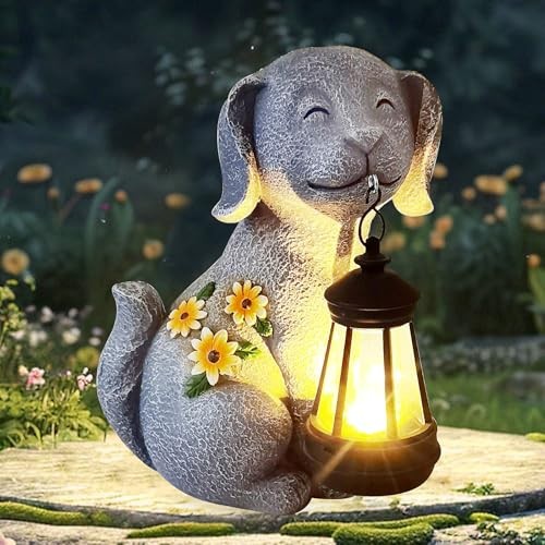 Tstgee Solar Dog Statue Garden Decor Solar Led Lights Dog Statue Outdoor For Outside Yardpatiogarden Dog S For Womenmom