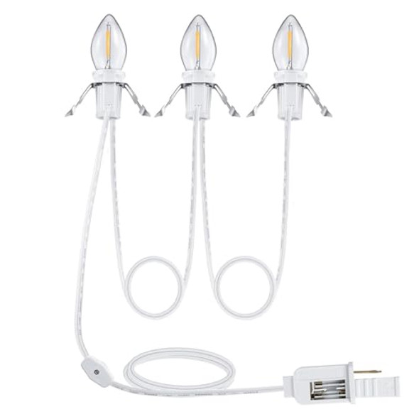 Twdrtdd Accessory Cord With 3 Led Light Bulbs6Ft Blow Mold Light Indoor String Lights Cord With On/Off Switch For Salt Lamphalloween Pumpkinholiday Decoration And Craft Village House Decoration