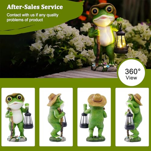 Twinbling Solar Frog Garden Decor With Lantern Outdoor Statue For Patio Pathway Frog Figurine For Yard Decoration Lawn Ornament Gardening S For Women Mom Grandma