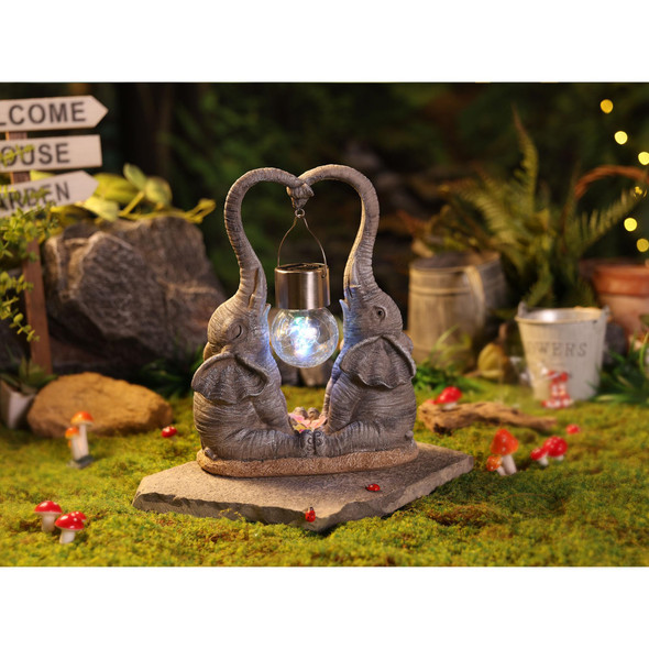 Twinkya Outdoor Garden Statues With Cracked Glass Solar Lights Elephant Gardening Birthday S For Women Mom Grandma Elephant Sculpture Figurine Outside Garden Decorations For Yard Patio Porch Decor