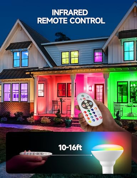Unilamp Unilamp Br30 Color Changing Light Bulb Led Flood Lights 12W Dimmable 100W Equivalent Rgb+2700K+4000K+6500K Remote Control 1050Lm E26 Multi-Color Can Light Bulbs For Ceiling 2 Pack