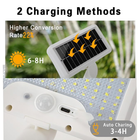 Uniqus Solar Motion Lights Outdoor600Lm Motion Sensor Solar Light With Flexible Octopus Tripoddual Chargingoutdoor Sercurity Lights For Deck Fence Gardencampingpatio (White 1)