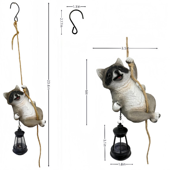 Uniqus Cat Garden Decor Outdoor Statues Resin Climbing Twine With Led Light Waterproof Hanging Animal Figurine For Garden Wall Balcony Tree Decoration
