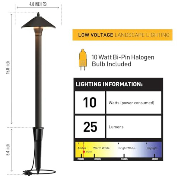 Uniqus 10W Pro Style Low Voltage Landscape Pathway Lights Kit 8Pack 2700K Warm White Decorative Yard & Garden Lighting 8308-9103-08