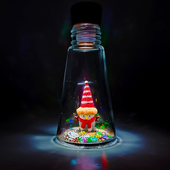 Uniqus Glass Bottle Christmas Snowman Night Lights Table Desk Lamp Decor Festival Holiday Lamps Snowman Themed S For Girls Boys Kids Women Birthday Bedroom Reading Room Decoration Replaceable Battery