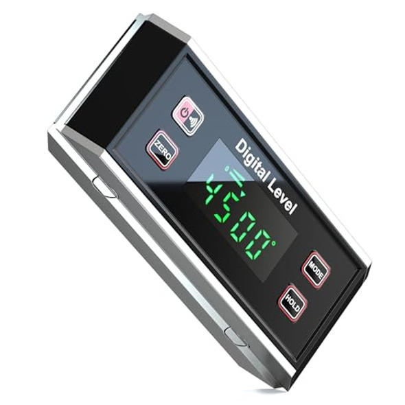 Uniqus Digital Protractor Digital Level Angle Finder Portable Goniometer V-Groove Magnetic Base Ip65 Inclinometer Backlit Lcd Display Slope Percentage% Mm/M In/Ft Data Hold Beep Prompt