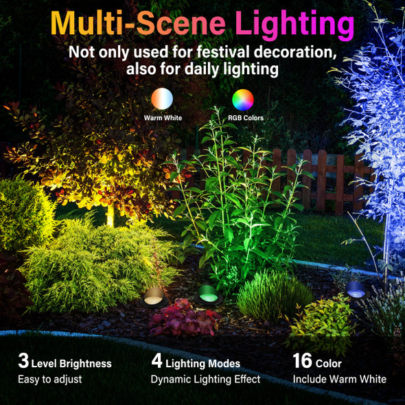 Uponeled 8 Pack Low Voltage Outdoor Landscape Lighting Rgbw Shielded Well Lightscolor Changing Ip67 Waterproof Paver Light Pathway Lightled Outdoor In-Ground Lights For Garden Yard Fence Deck