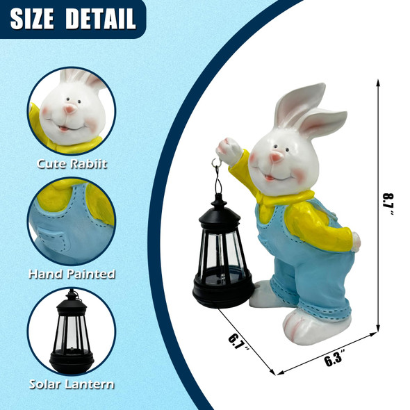 Vasesun Outdoor Bunny Statue Solar Lantern For Garden Yard Lawn Patio Bronze Rabbit Figurine Decorations Housewarming Halloween S For Mom Grandma Women