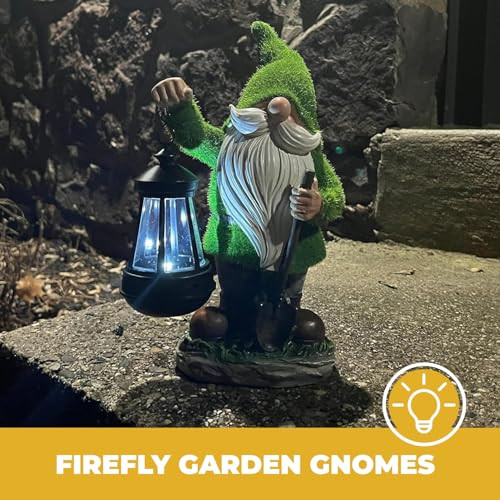 Vp Home Earnest Flocked Garden Gnome With Lantern Solar Powered Led Outdoor Decor Light Great Addition For Your Garden Solar Powered Light Garden Gnome Christmas Decorations S