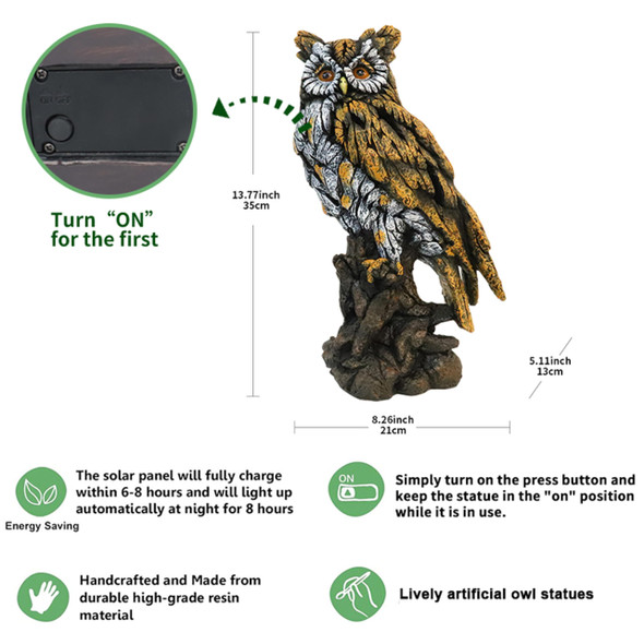 Vv-Ladybug Solar Owl Garden Statues Outdoor Decor Resin With Solar Lights Sculpture For Porch Patio Lawn Yard Decorations Christmas Housewarming S For Women Mom