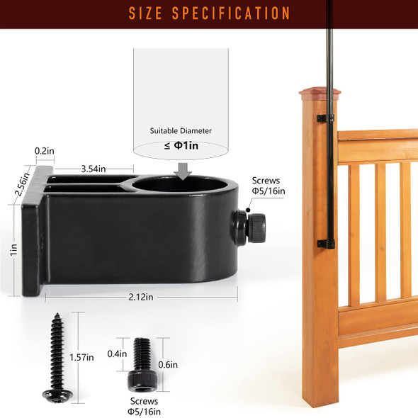 Walrkaur 304 Stainless Steel Deck Torch Mount Heavy-Duty Clamp For Torches For Railings With 3/4 "And 1" Od For Patio Wooden Deck Lamp Holders Poles Brackets (4 Sets 1 Inches)