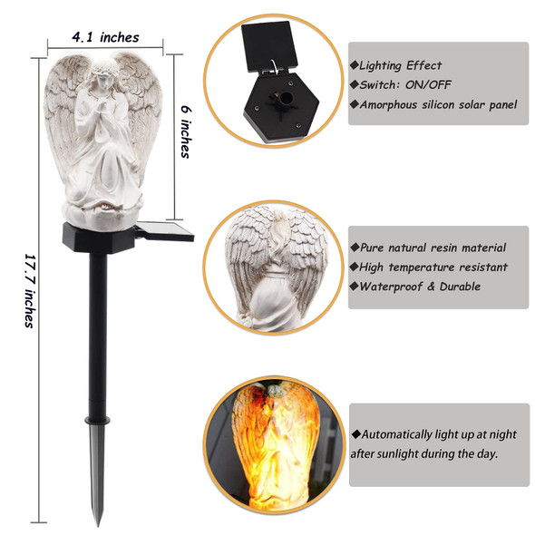 Wayda Solar Light Outdoor Angle For Cemetery Led Waterproof Angel Lamp Solar Angel Lights For Garden Balcony Yard Memorial S