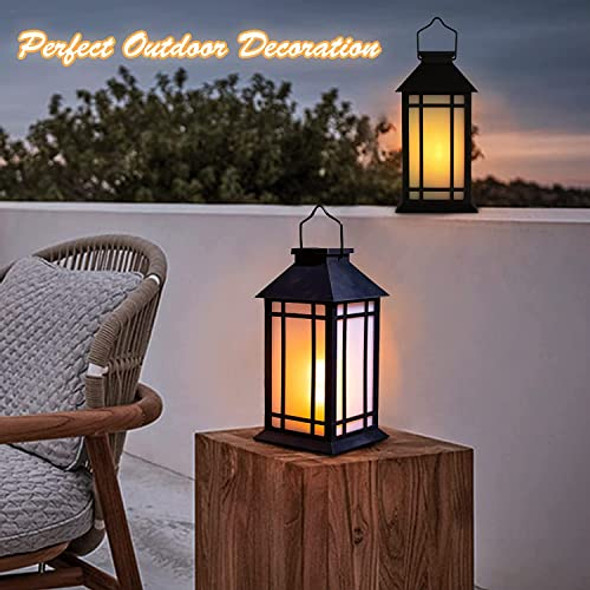 Wonder Solar 11" Solar Lantern Outdoor Garden Hanging Lanterns Waterproof Led Vintage Flickering Flame Lanterns For Patio Table Party.
