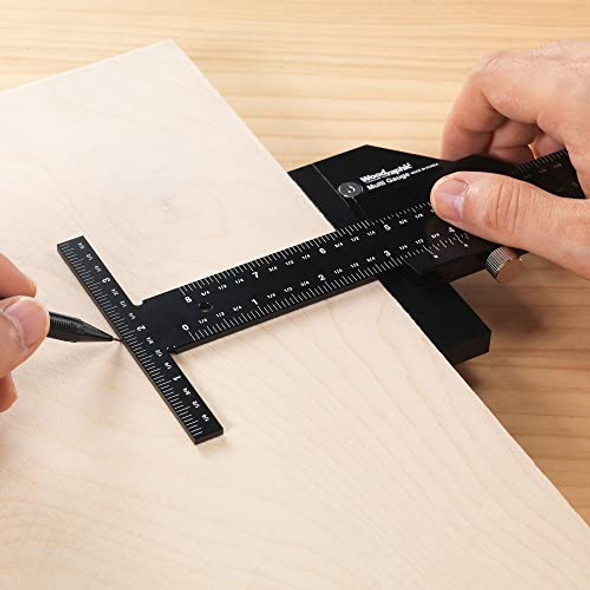 Woodraphic Scriber Gauge 8 Inch – Precision Marking & Measuring Tool For Woodworking Layout Joinery Thickness Diy – Cnc Aluminum Layout Ruler ( Version)