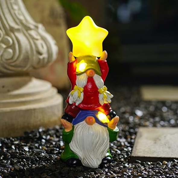 Wshmzyhome Solar Garden Gnomes Outdoor Statue With Solar Lights 11" Figurine Lights Solar Garden Outdoor Decorations For Patioyardlawn Ornament，Mom  Unique Housewarming S
