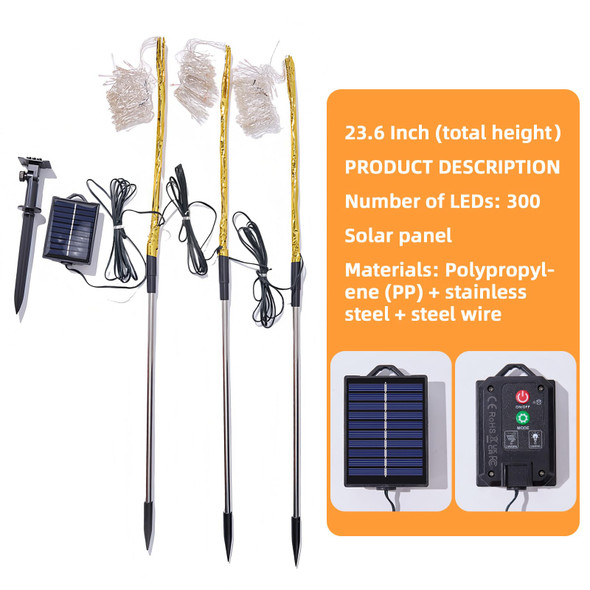 Xinxianlian Outdoor Solar Garden Lights 300 Led Multicolor Fairy Lights Waterproof Outdoor Decoration 23.6 Inch Willow Tree Lights For Garden Patio Path Party Christmas. (Warm White)