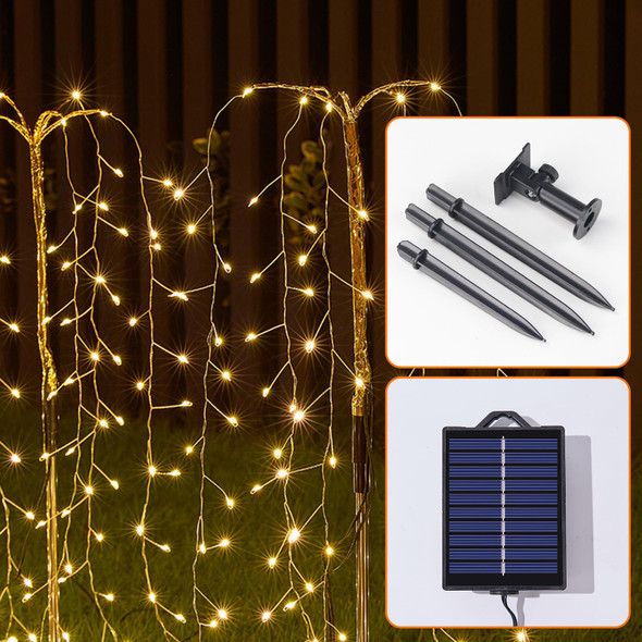 Xinxianlian Outdoor Solar Garden Lights 300 Led Multicolor Fairy Lights Waterproof Outdoor Decoration 23.6 Inch Willow Tree Lights For Garden Patio Path Party Christmas. (Warm White)