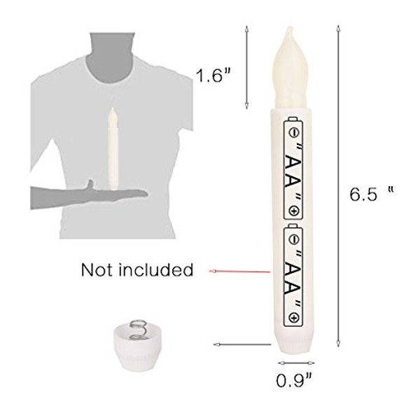 Xunhuimemory Set Of 24 Flamelesss Led Taper Candles With Warm Yellow Flickering Flame Light Battery Operated Floating Candles Handheld Electric Candlesticks For Fireplace Church Party Christmas