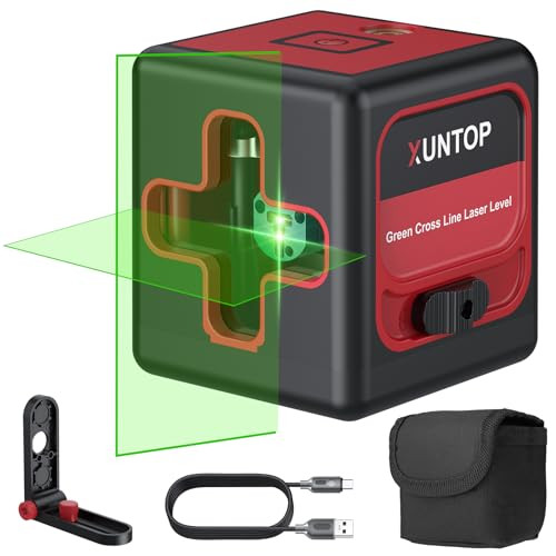 Xuntop 100Ft Laser Level Self Leveling (±3°) With ±1.5Mm/5M Accuracy Green Cross Laser Level With Magnetic Bracket And Pouch For Picture Hanging Wall Floor Tile Construction (Class 2 Laser)