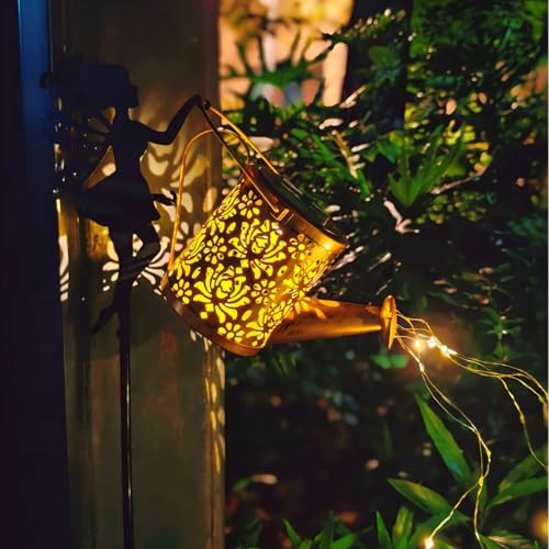 Yckeogln Solar Watering Can Lightsgarden Decor Solar Fairy Watering Lantern Led Solar Fairy Outdoor String Lights Star Shower Garden Light For Patio Path Tree Lawn Patio Path(With Hook)