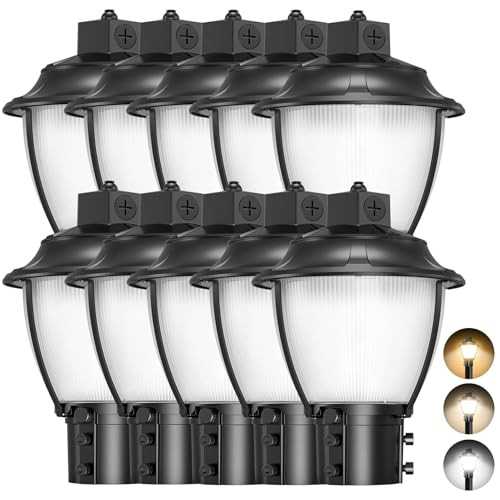 Yellore Led Post Top Light 100W/80W/60W Adjustable Etl Dlc Listed 14000Lm Outdoor Pole Light 3000K 4000K 5000K Tunable Post Lights Fixture With Photocell Ip65 Waterproof Ac100-277V