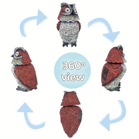 Yzyoe Led Solar Nodding Owl Light Outdoor Atmosphere Decoration Light Cute Resin Moving Owl Courtyard Landscape Lamp.