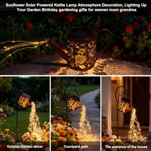 Zklili Solar Lights Outdoor Garden Sunflower Gardens Light Gardening S Mon Solar Watering Can Lantern For Garden Patio Yard Pathway Lantern Plant Decoration