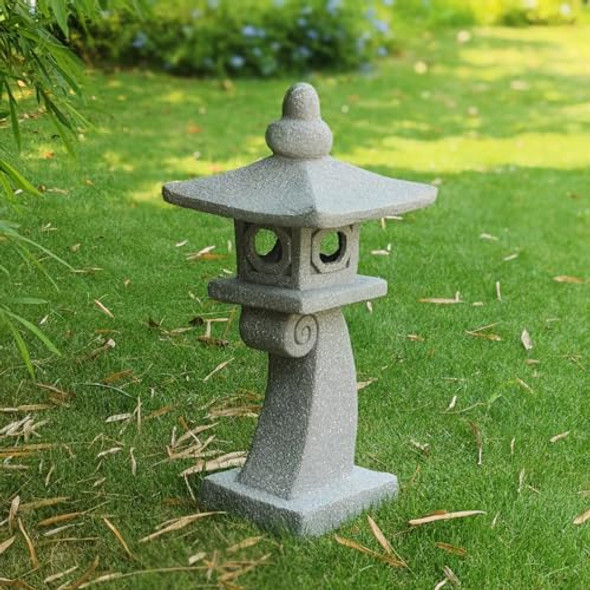 Zoejade 28" H Large Solar Zen Asian Pagoda Lantern Garden Outdoor Statue Japanese Palace Lantern With Solar Light For Lawn Yard Pond Patio Temple Court Decor Meditator Stylite Garden Figurines