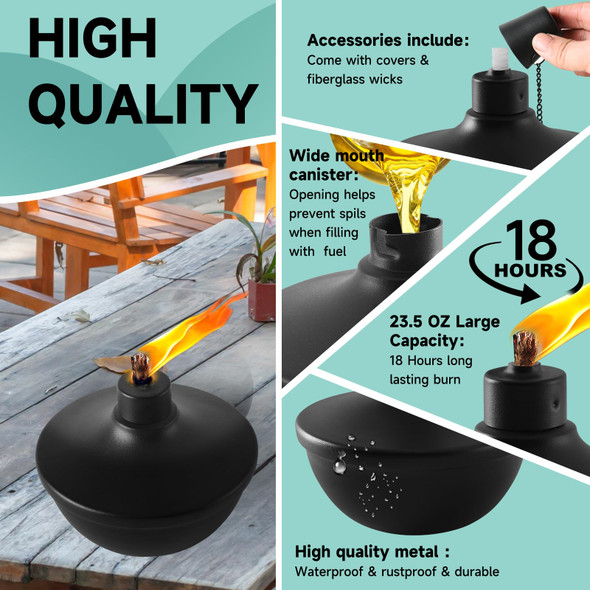 Zspeng 2 Pack Metal Table Top Torches23.5 Oz Citronella Torches For Outsiderefillable Flame Light Torch With Wicks And Covers Landscape Lanterns Torches For Party Garden Decordiy