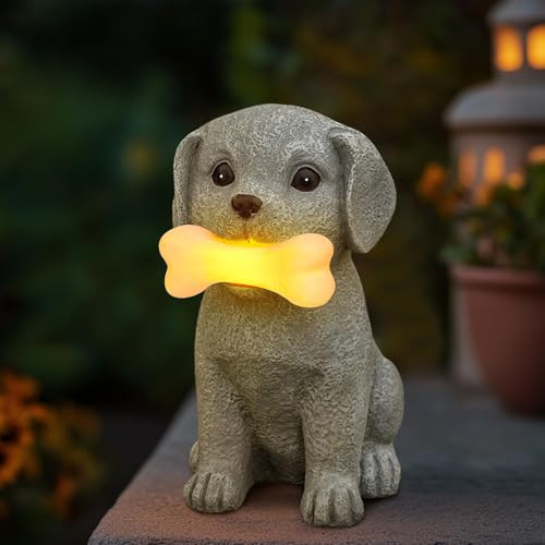 Zuzuzen Solar Dog Garden Statues Outdoor Puppy Figurine With Glowing Bone Light Perfect Decor For Yard Porch Birthday Christmas Or Memorial S For Dog Lovers Mom Grandma