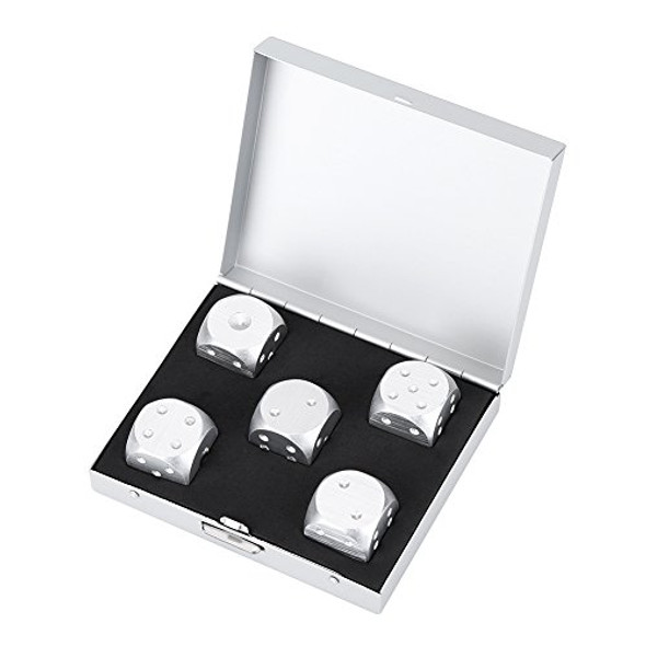 Alomejor 5pcs Game Dice 6 Sided Dice Set with Storage Box (Box Silver)