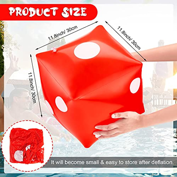 Aoriher 2 Pack Jumbo Inflatable Dice - 11.8 Inch Giant Dice for Indoor and Outdoor Broad Games Pool Toys Party Favors - White and Red