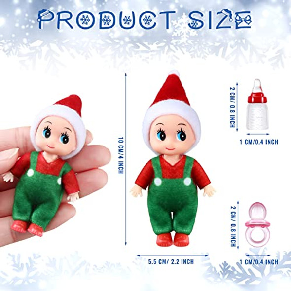 Aoriher 18 Pieces Tiny Doll Twins Set 6 Christmas Dolls 6 Milk Bottles and 6 Doll Pacifiers Mini Dolls Colorful Plush Cute Dolls for Christmas Year Holiday Decoration(Bright Style)