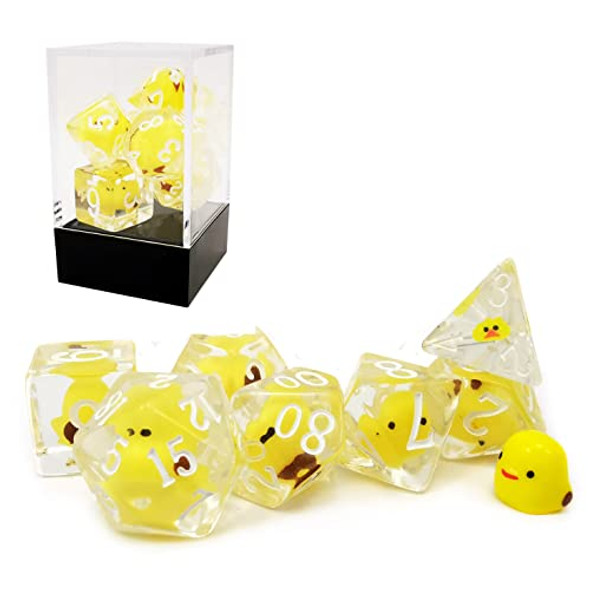 BESCON DICE Yellow Chicken RPG Dice Set of 7 Novelty Chicken Polyhedral Game Dice Set