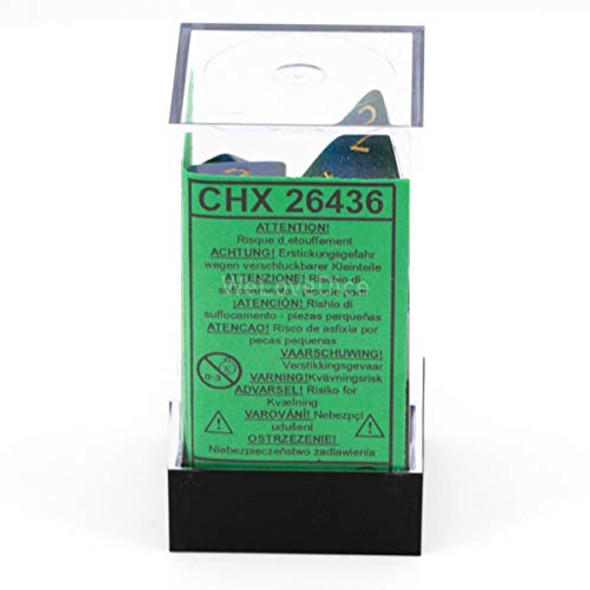Chessex DND Dice Set-Chessex D&D Dice-16mm Gemini Blue Green and Gold Plastic Polyhedral Dice Set-Dungeons and Dragons Dice Includes 7 Dice - D4 D6 D8 D10 D12 D20 D% Various One Size (CHX26436)