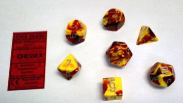 Chessex CHX26450 Dice-Gemini Red-Yellow/Silver Set One Size Multicolor